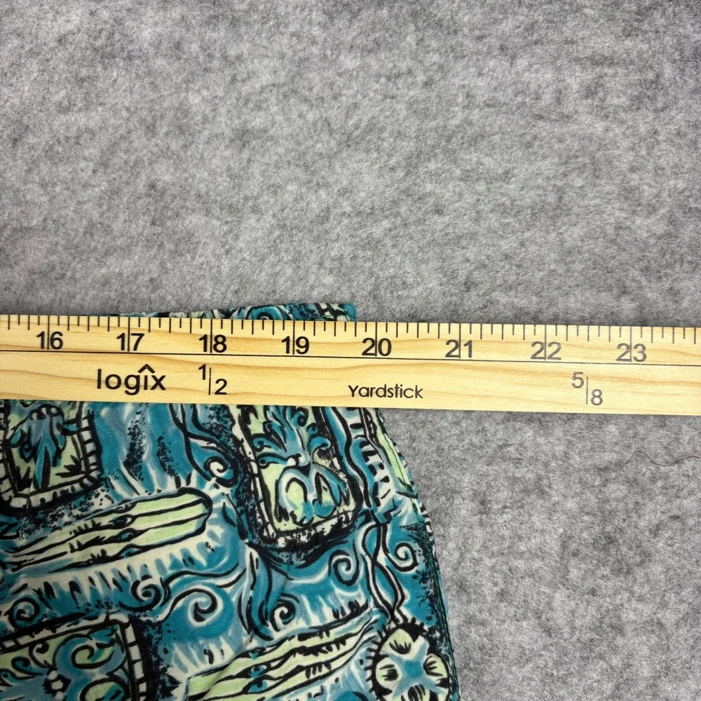 Vintage 90s Sideout Sport Tiki Surfboard Swim Trunks Teal Blue Made in USA XL